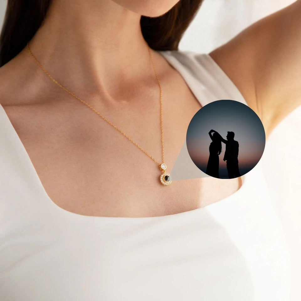 DiamondCircle (925 Silver) Photobracelet™ - Personalised Necklace with Photo Proyection